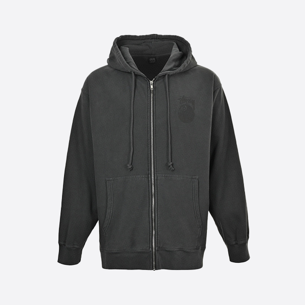 ステューシー24Fw ブラック 8 ジップ フード付きジャケット