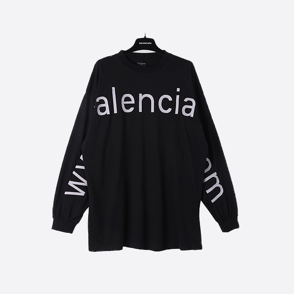 バレンシアガ公式サイト 刺繍入りロングスリーブ 23ss ブラック