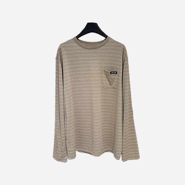 ミュウミュウストライプ 長袖 コットン Tシャツ