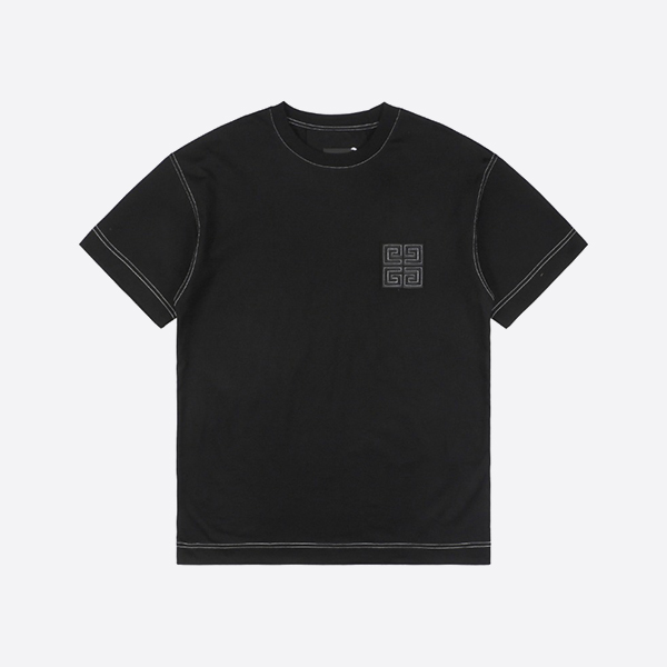 ジバンシィ レザー 4G ブラック コットン Tシャツ