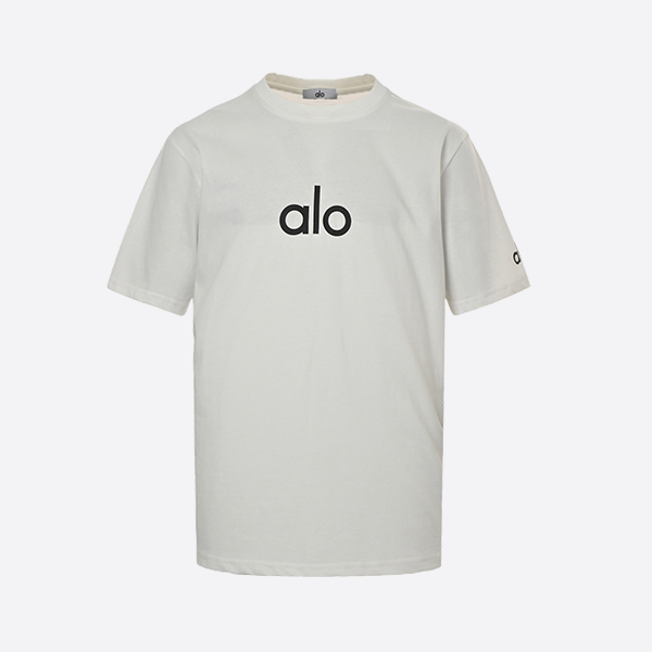 alo ベーシック レターロゴプリント 半袖