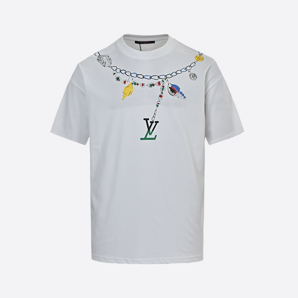 ルイ・ヴィトン 25ss クリエイティブネックレス レターロゴプリント 半袖