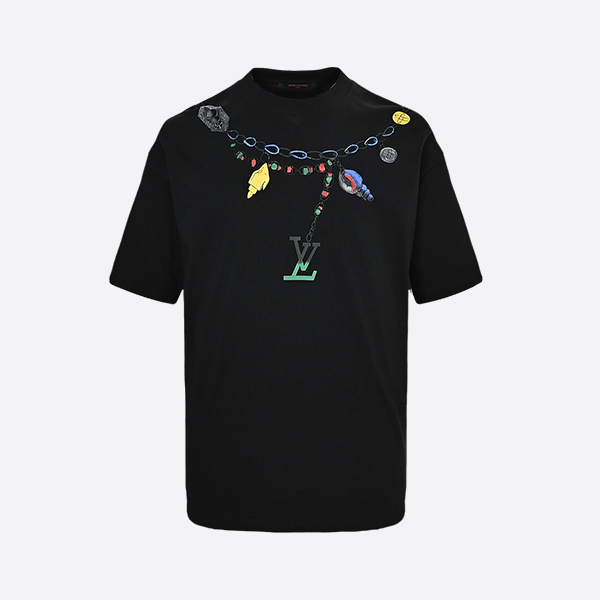 ルイ・ヴィトン 25ss クリエイティブネックレス レターロゴプリント 半袖