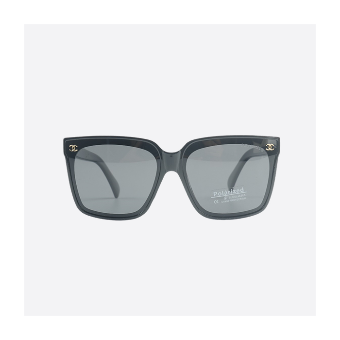 シャネル CH ゴールドラベル ロゴ アセテート スクエア メガネ サングラス レディース