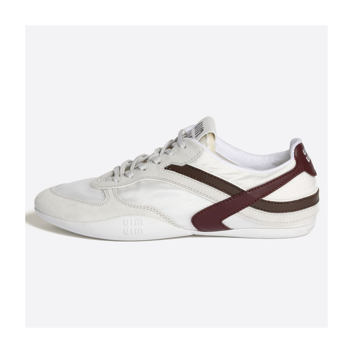 [GOD版 MIU MIU]  ジムナジウム スエード ラウンドトゥ レースアップ 薄底シューズ ローカット カジュアルシューズ レディース オフホワイト