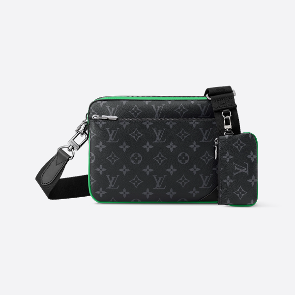 ルイ・ヴィトン ブラックフラワー/グリーン メッセンジャーバッグ m26052
