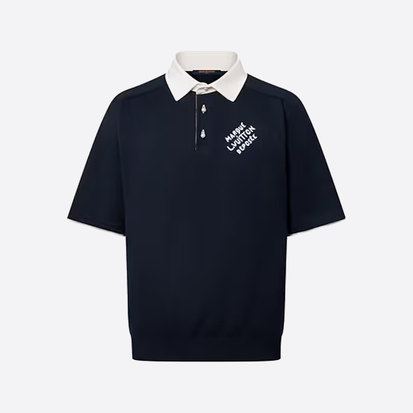 ルイ・ヴィトンのホワイトカラーのボタンダウン半袖ポロシャツ