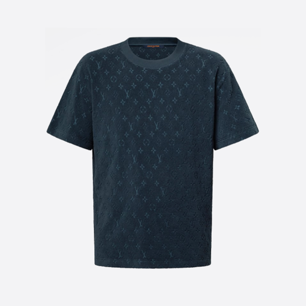 ルイ・ヴィトン ネイビーブルー フロックエンボス加工 テリークロス スーツ 半袖Tシャツ