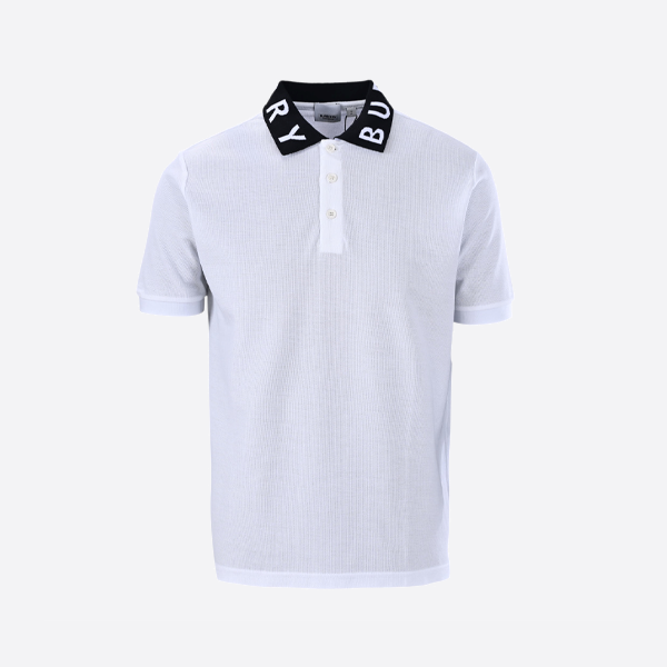 バーバリーの半袖レターカラーポロシャツ