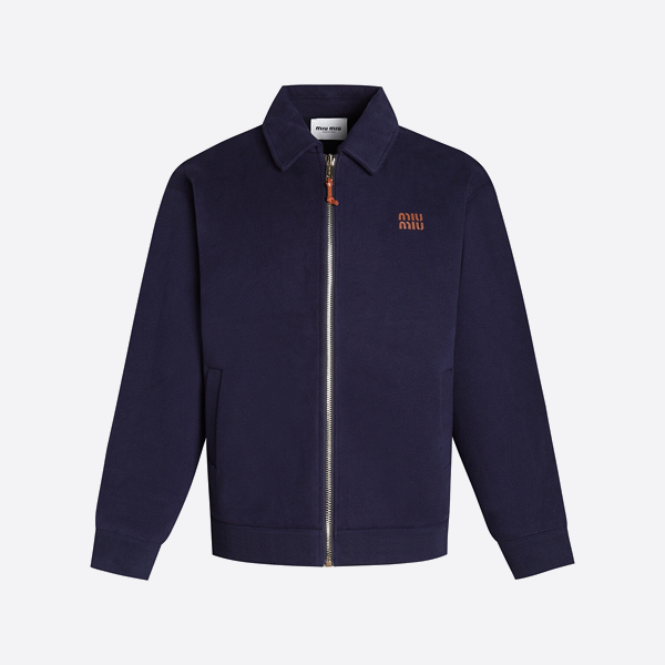 ミュウミュウ レザーロゴ ジップアップ ジャケット