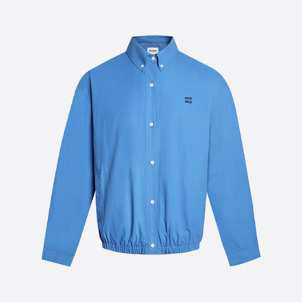 ミュウミュウの無地ポプリンテクスチャージャケット