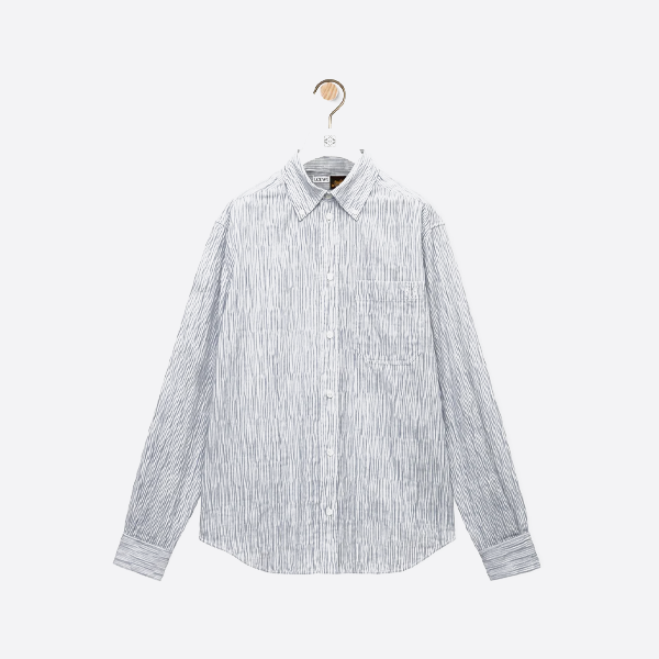 ロエベのストライプ柄ウェーブテクスチャーの長袖シャツ