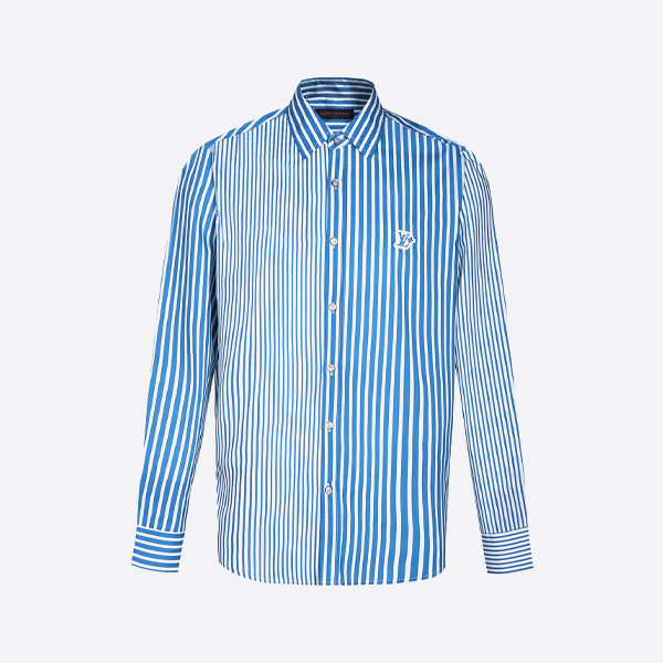 ルイ・ヴィトンのパッチワークストライプ長袖シャツ