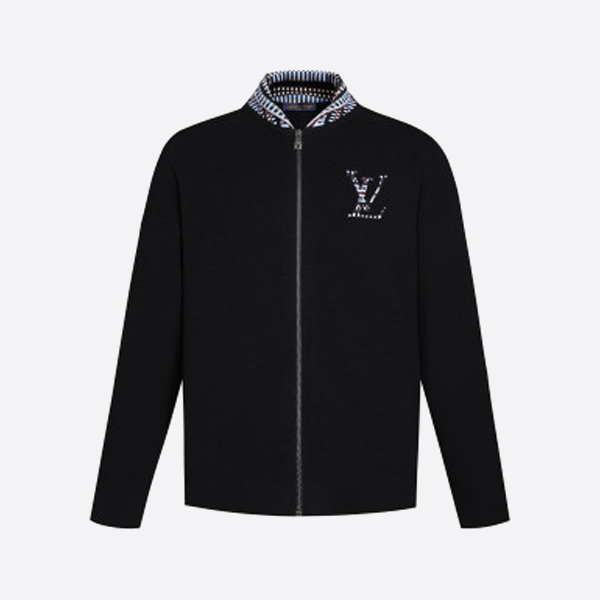 ルイ・ヴィトン アップリケ刺繍ニット ジップアップジャケット