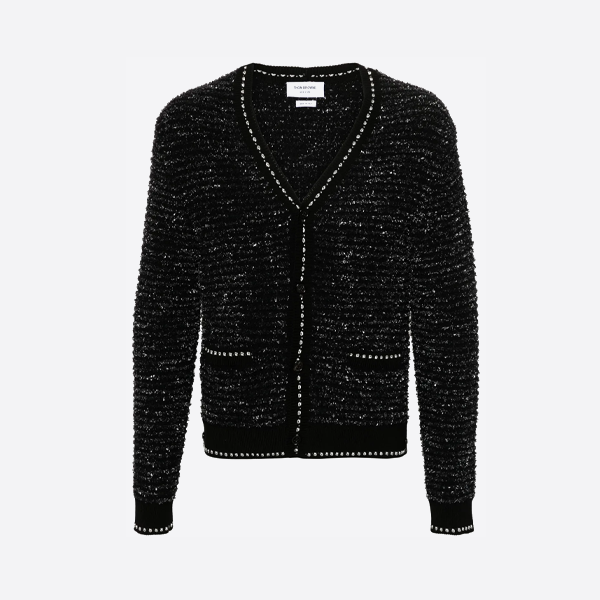 トム ブラウン 25FW シャネル風ツイードニットセーターカーディガン