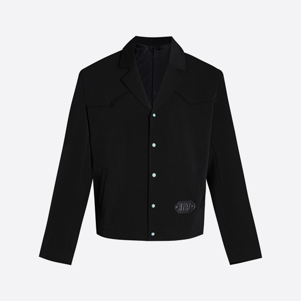 ルイ・ヴィトンのシングルブレストのボタンダウンブレザー（裾にレザーラベル付き）