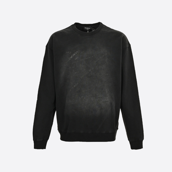 バレンシアガのグラデーションウォッシュ加工バラージプリントクルーネックスウェットシャツ