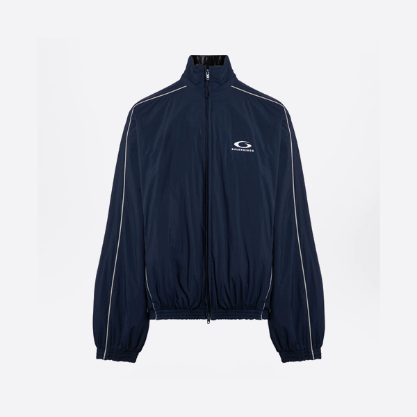 バレンシアガのショーピースループスポーツアイコン刺繍入りダブルフェイスレザージャケット