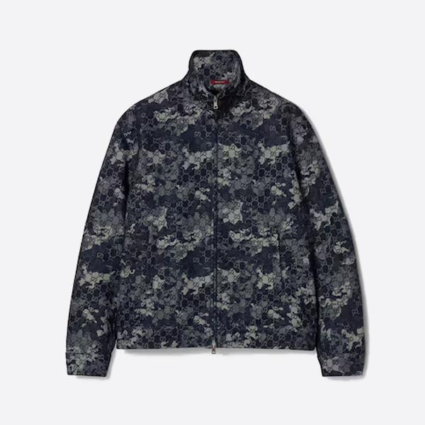 グッチ 25FW マーブルモノグラムジャカード ジップアップ デニムジャケット