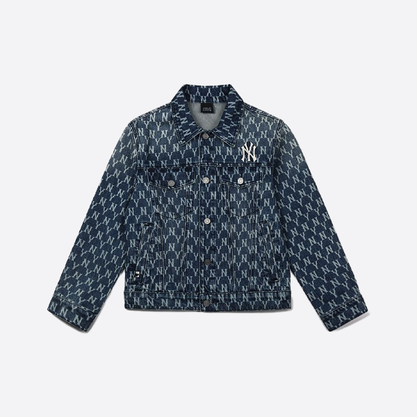 メジャーリーグチャンキークラシックベース オールオーバーロゴ ウォッシュドデニムジャケット