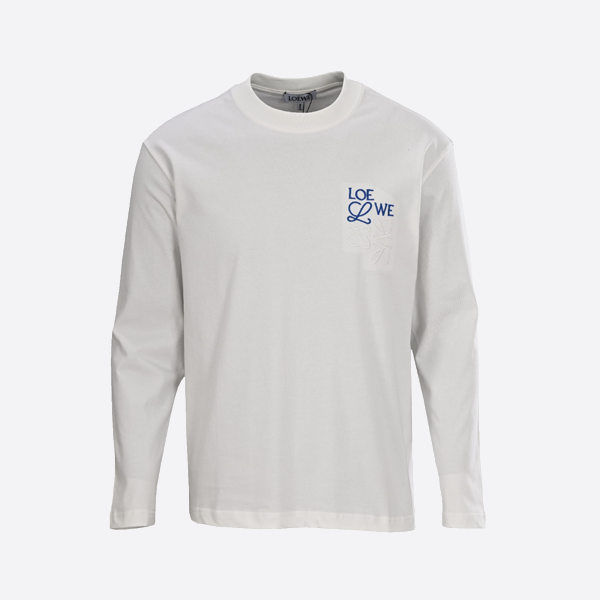 ロエベのロゴが入った小さな刺繍の長袖Tシャツ