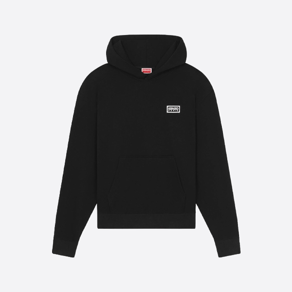 ケンゾーの白黒刺繍入りフード付きスウェットシャツ