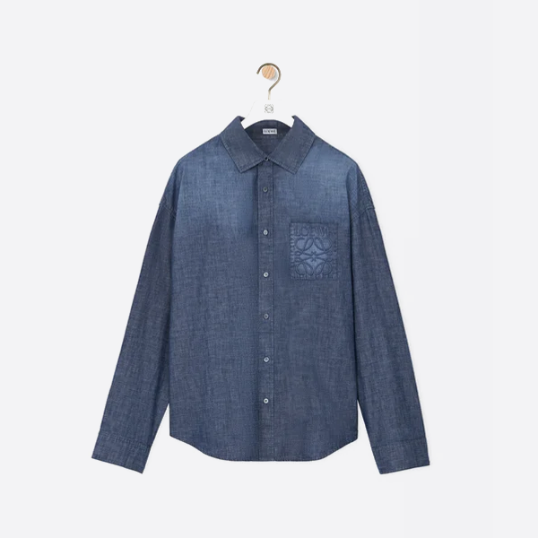 ロエベのグラデーション刺繍ポケット付き長袖シャツ