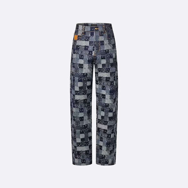 ルイ・ヴィトンのパッチワークモザイクチェックデニムパンツ