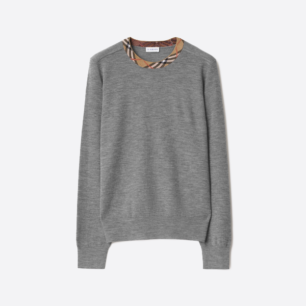 バーバリーチェックカラーカーディガン グレー