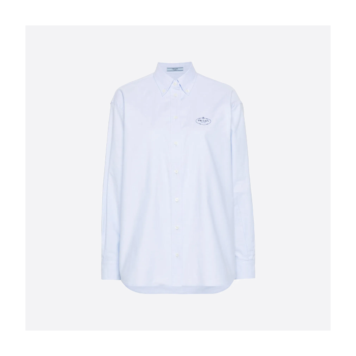 プラダ リングロゴ 長袖シャツ ブルー