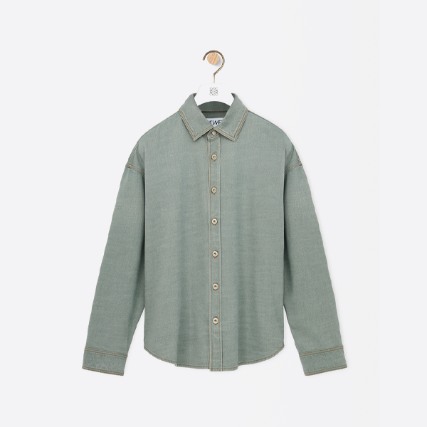 ロエベ リネン グリーン シャツ ジャケット