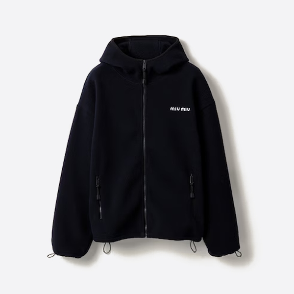 ミュウミュウのフリース ジップアップ フード付きジャケット