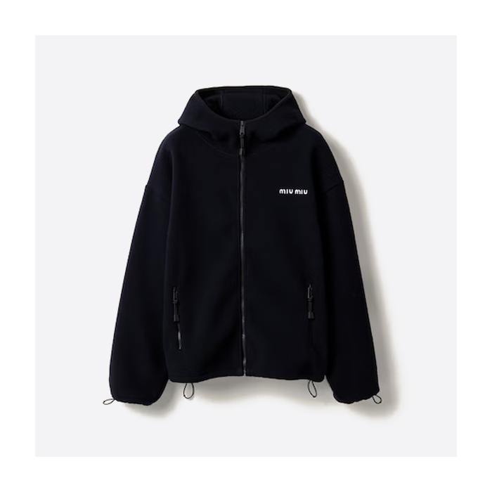 ミュウミュウのフリース ジップアップ フード付きジャケット