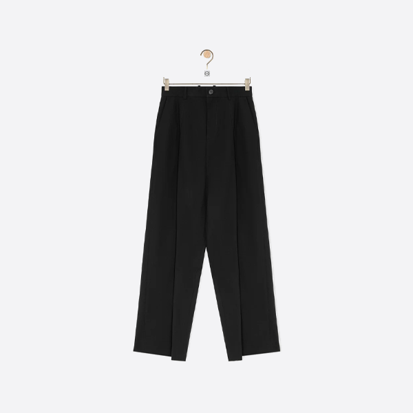 ロエベ バックル ワイドレッグ トラウザーズ ブラック