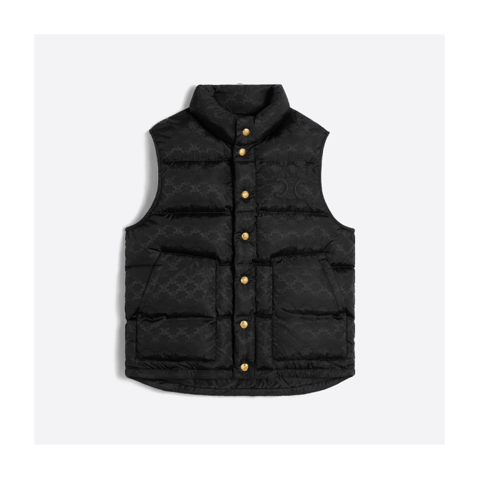 セリーヌ凱旋門柄ダウンベスト